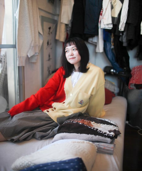 "あの日、赤かっただけのカーディガン" Past Red knit, Rebuild by vintages
