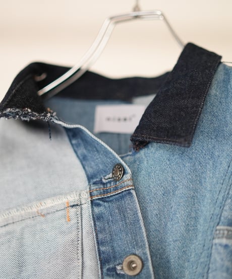 "非対称な青のコート" Asymmetry over denim coat, rebuild by vintages
