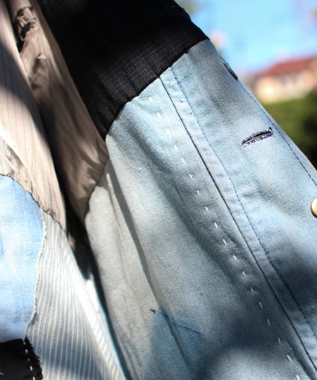 "海岸線" A long jacket with curved lines inspired by the coastline, Rebuild by vintages