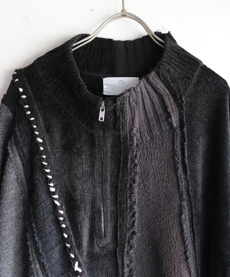 "夜間飛行" night flight knit one-piece, reconstructed from black knit vintages