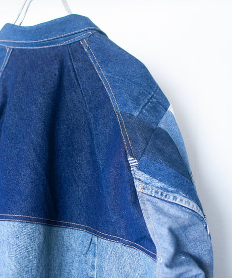 《nisai × soma komatsuno》"おわらない青" Patchwork oversized jacket, Rebuild by vintage denims