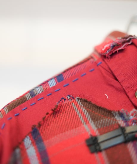"赤い花" Red flower shirt jacket, Rebuild by vintages