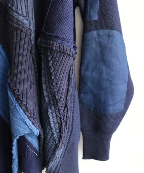 "東京豪雨" Tokyo Heavy Rain Knit, reconstructed from blue knit vintages