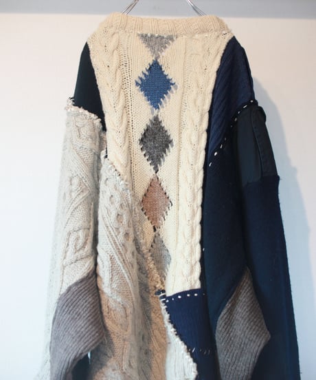 "月明かりの下の天使"  Angel under the moonlight (imitating the collar) knit, Rebuild by vintages