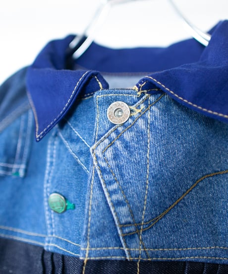 《nisai × soma komatsuno》"おわらない青 捻曲編" Patchwork oversized jacket, Rebuild by vintage denims