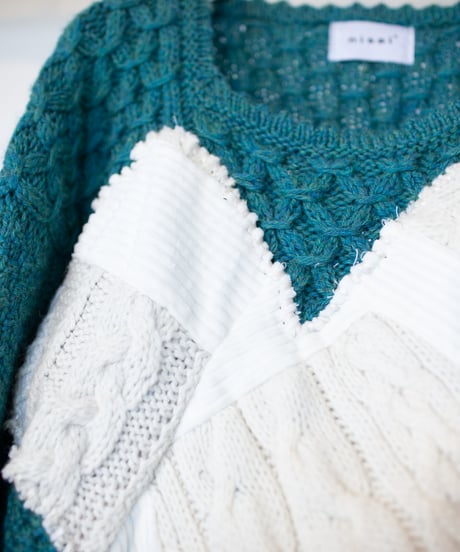 "つぎはぎのラブのセーター 第九色" patchwork of kove knit, Rebuild by vintages