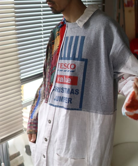 "愛の別名／レヴィ＝ストロースへ捧ぐ" Bricolage long shirt dedicated to Levi Strauss, rebuild by vintages