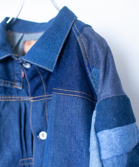 《nisai × soma komatsuno》"おわらない青" Patchwork oversized jacket, Rebuild by vintage denims