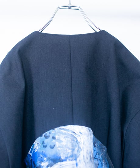 《0＜nisai+α≦Y》 metal hook paint half-sleeve shirt jacket / black cotton