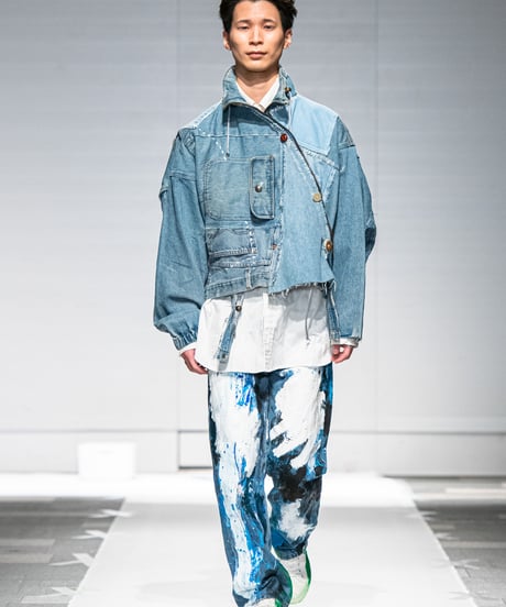 "すれちがって巡り合う青" FAREWELL AND REUNION Denim jacket, reconstructed from denim vintages