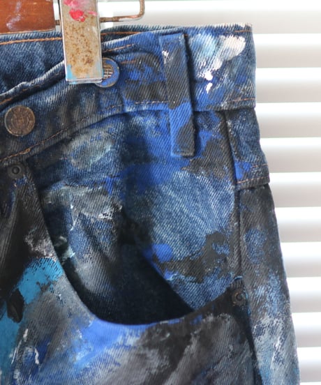 "黒風白雨2" Storm painted denim 2nd, Based on vintage denim