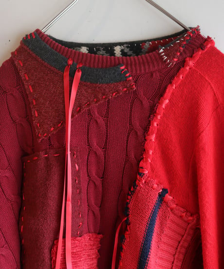 "レッドエンド・ガールフレンド" Red end girl friend, reconstructed from red knit vintages