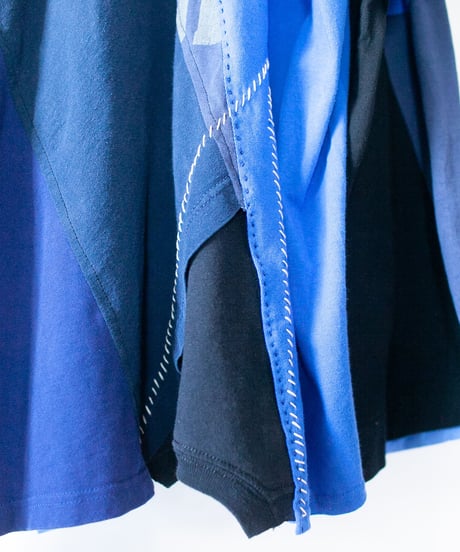 "青の花束" Blue flowers long-sleeved T-shirt, Rebuild by vintages