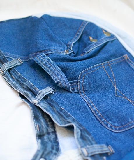 "つぎはぎのデニムニットフードマフラー 第六色" Patchwork denim knit hooded muffler, Rebuild by vintages
