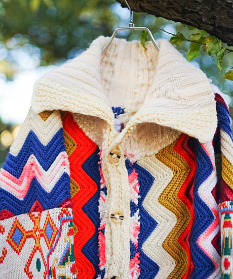 "揺れる虹のカーディガン" Swaying rainbow cardigan, rebuild by vintages