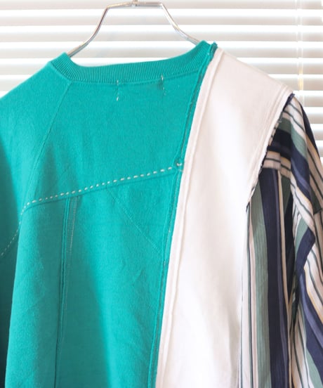 "緑雨" Green rain Misaligned pullover, rebuild by vintages