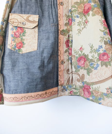 《nisai × soma komatsuno》"私だけの花" Patchwork oversized jacket, Rebuild by vintage rug and denim