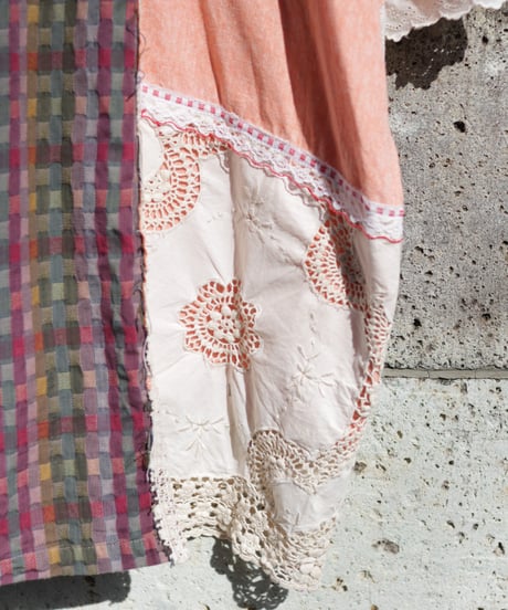 "まだ淡い春風" Still pale spring breeze Short dress, reconstructed from vintages