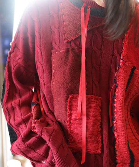 "レッドエンド・ガールフレンド" Red end girl friend, reconstructed from red knit vintages