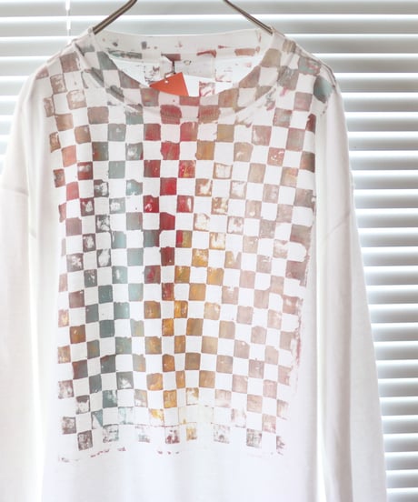 "パウル・クレーに捧ぐ手刷りのロンT 第一色" T-shirt by Analog silk screen overlay blurring hand-print