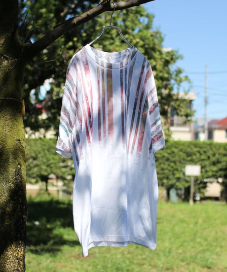 "色彩記録の手刷りのTシャツ 第二十色" T-shirt by Analog silk screen overlay blurring hand-print