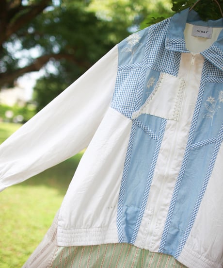 "涼しい青と風緑の春秋コート" Cool blue and wind green spring / autumn coat, Rebuild by vintages