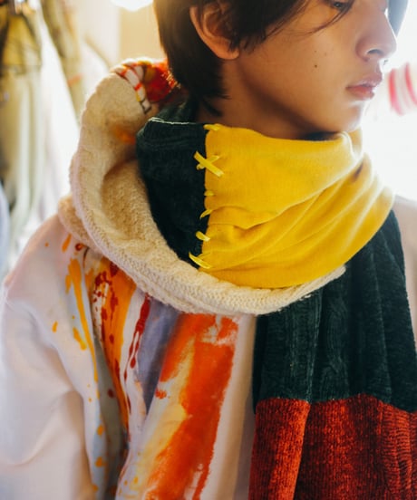 "若い多声音楽" Vintage knit Rebuild Muffler by Polyphony