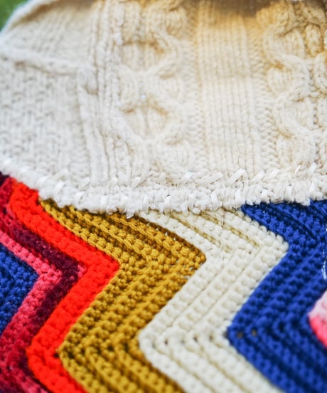 "揺れる虹のカーディガン" Swaying rainbow cardigan, rebuild by vintages