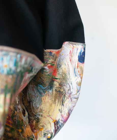 《0＜nisai+α≦Y》 Painted Ball bag / wool and cotton black