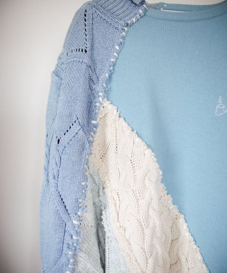 "遊び巡る・海空水色"  Play around, sea sky light blue, rebuild by vintages