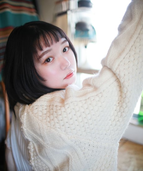 "少女水色グランジ" Girl light blue grunge Knit, Rebuild by vintages