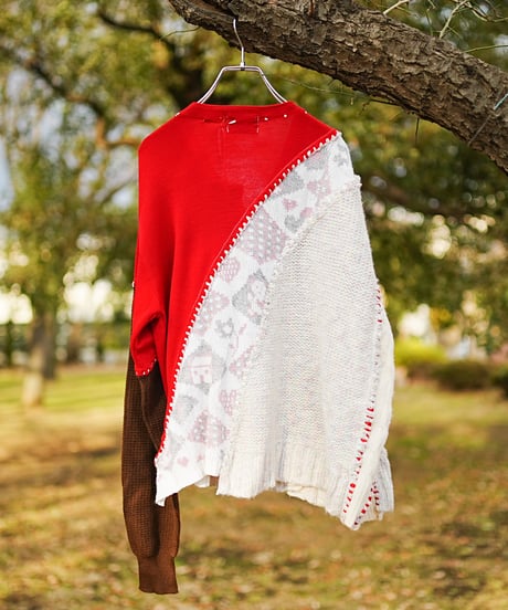 "ふたつのハート" Double heart knit, Rebuild by vintages