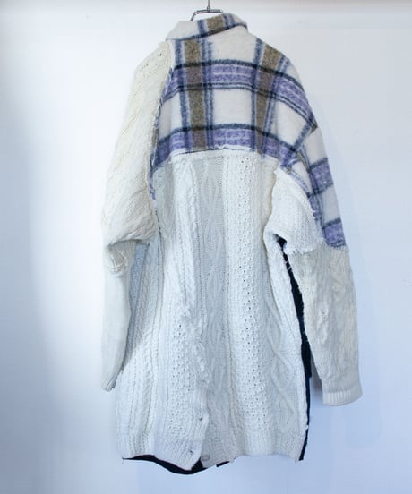 "ニットに侵食されてるコート" A coat eroded by knitwear, Rebuild by vintages