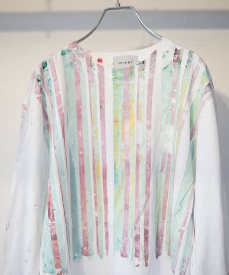 "色彩手刷りのロンT 2024年版 第三色" T-shirt with hand-printed colors
