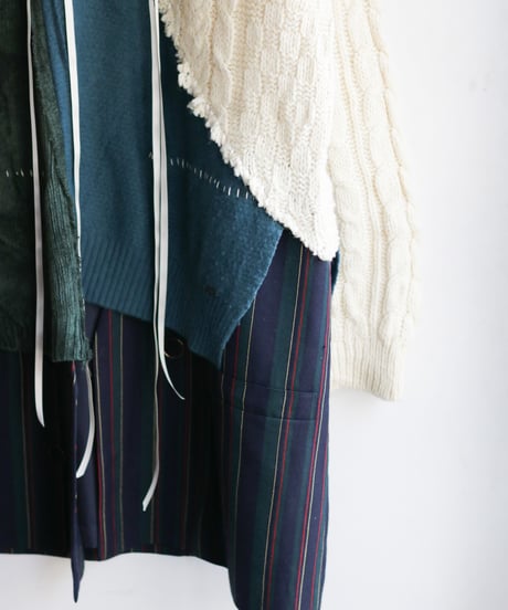 "雨上がりの緑" Green after the rain, reconstructed from knit and jacket vintages