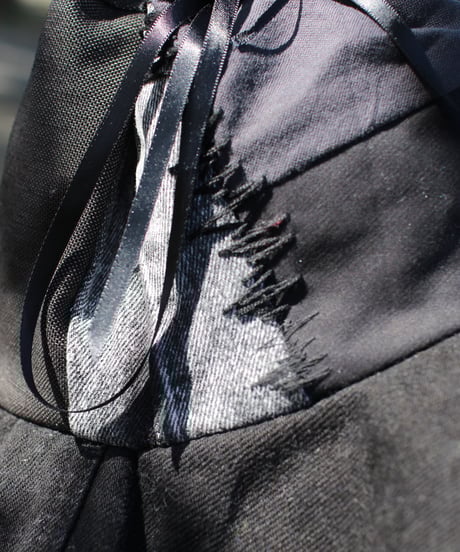 "黒い蕾" Black Patchwork Flower hat with Ribbon, Rebuild by vintages