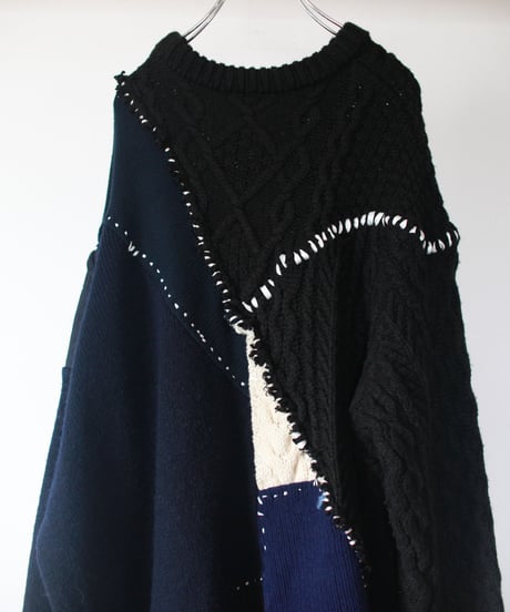 "夜の海" Seaside night knit, Rebuild by vintages