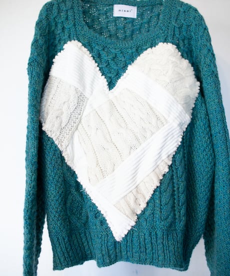 "つぎはぎのラブのセーター 第九色" patchwork of kove knit, Rebuild by vintages