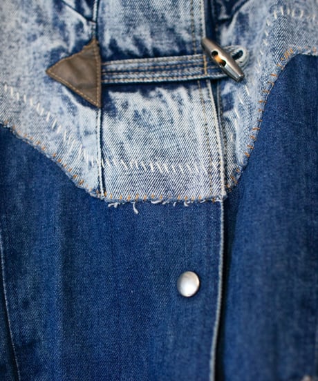 "碧い花弁のデニムジャケット" blue petal denim jacket, rebuild by vintages