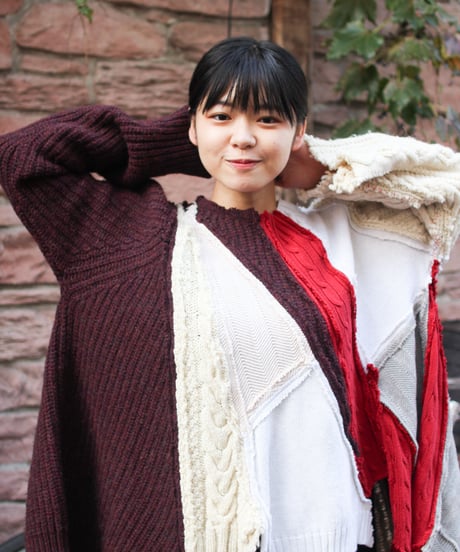 "くずれたルージュ"  Collapsed rouge Knit, Rebuild by vintages
