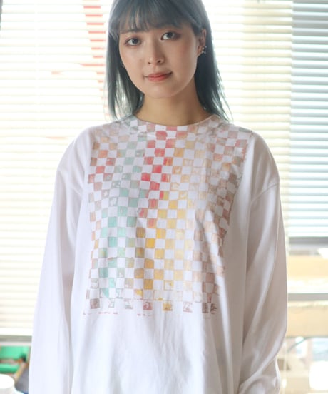 "パウル・クレーに捧ぐ手刷りのロンT 第一色" T-shirt by Analog silk screen overlay blurring hand-print
