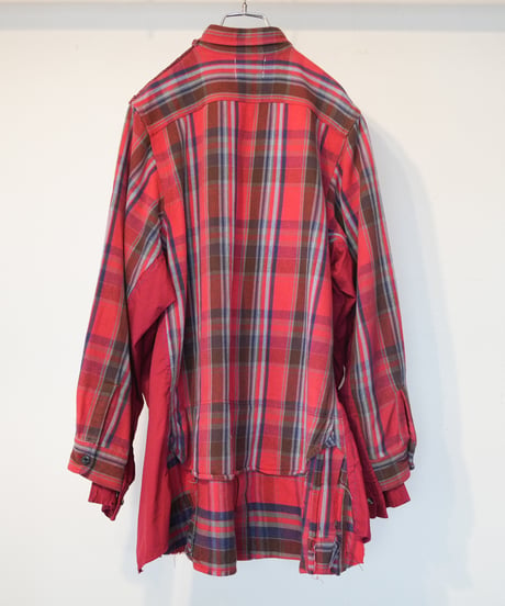 "赤い花" Red flower shirt jacket, Rebuild by vintages