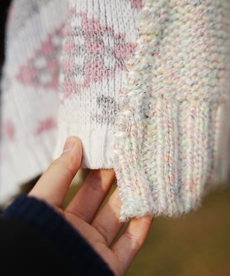 "ふたつのハート" Double heart knit, Rebuild by vintages