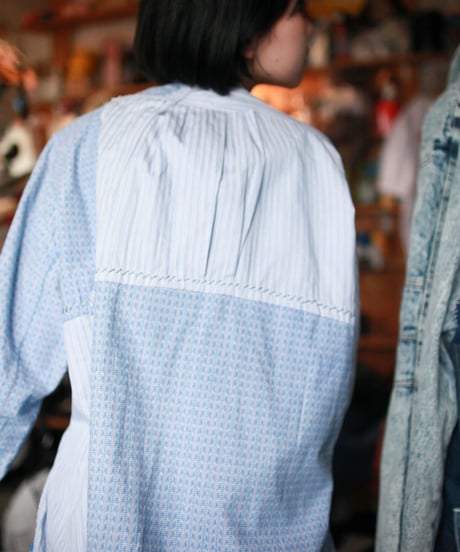 "あの頃よりも綺麗な青のブラウス" Blue blouse more beautiful than those days. Rebuild by vintages
