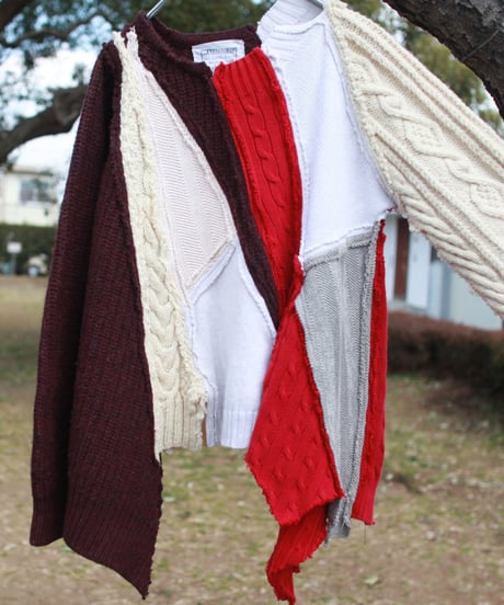 "くずれたルージュ"  Collapsed rouge Knit, Rebuild by vintages