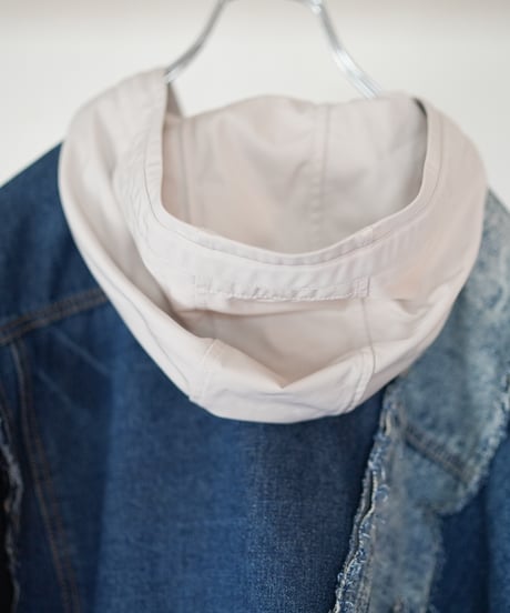"ブルーグランジフーディーショートジャケット" Blue grunge hoodie short jacekt, Rebuild by vintages
