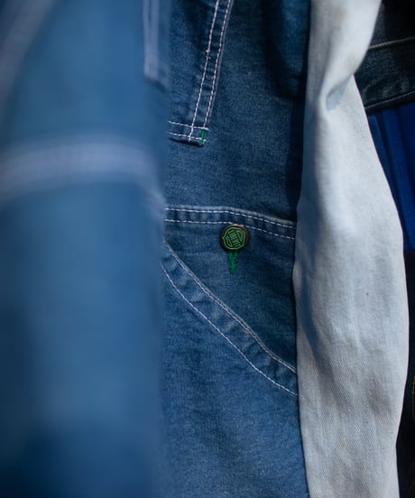 《nisai × soma komatsuno》"おわらない青、時々黄" Patchwork oversized jacket, Rebuild by vintage denims