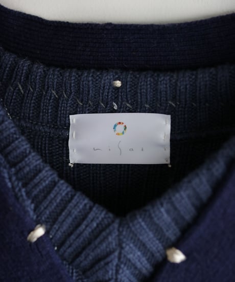 "東京豪雨" Tokyo Heavy Rain Knit, reconstructed from blue knit vintages