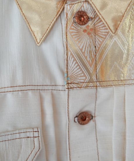 《nisai × soma komatsuno》"大昔の光と陰" Patchwork mods coat, Rebuild by vintage OBI