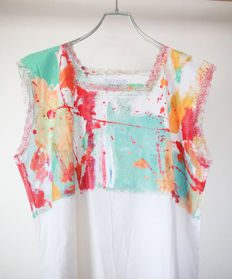"片隅に潜む色彩" Color lurking in the corner, Hand-painted based on French One-piece